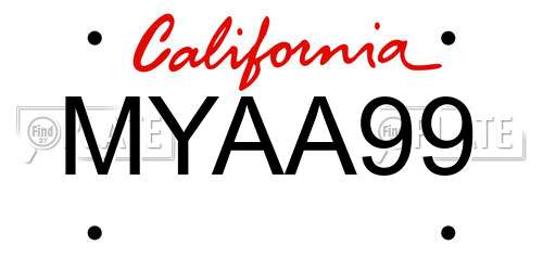 MYAA99 California License Plate