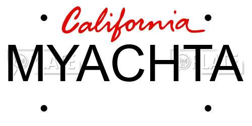 MYACHTA California License Plate