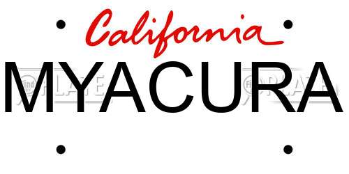 MYACURA California License Plate