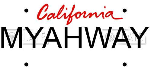 MYAHWAY California License Plate