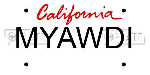 MYAWDI California License Plate
