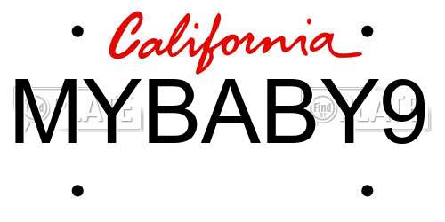MYBABY9 California License Plate