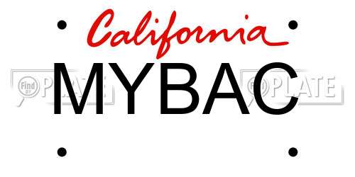 MYBAC California License Plate
