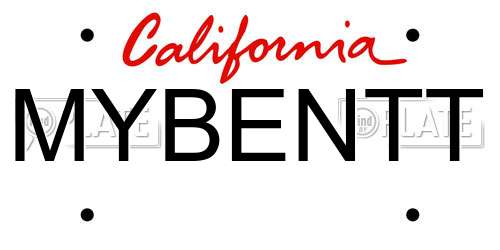 MYBENTT California License Plate