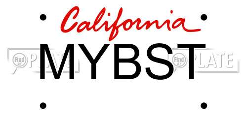 MYBST California License Plate