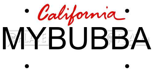 MYBUBBA California License Plate