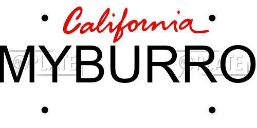 MYBURRO California License Plate