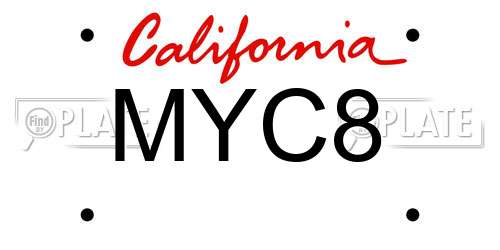 MYC8 California License Plate