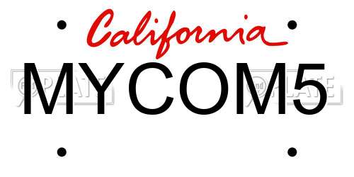MYCOM5 California License Plate