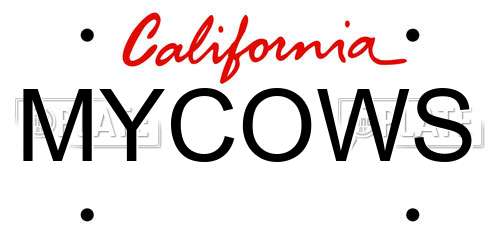 MYCOWS California License Plate