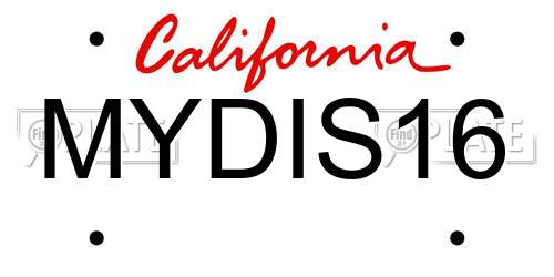 MYDIS16 California License Plate