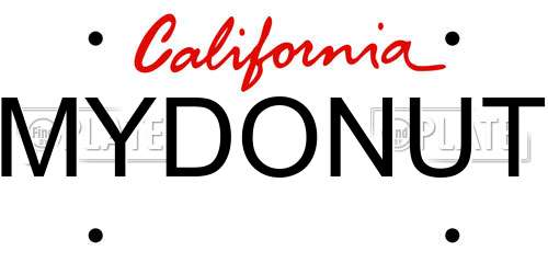 MYDONUT California License Plate