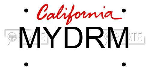 MYDRM California License Plate