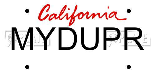 MYDUPR California License Plate