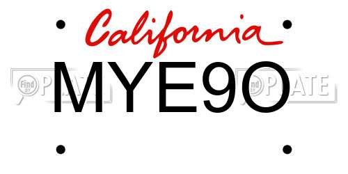 MYE9O California License Plate