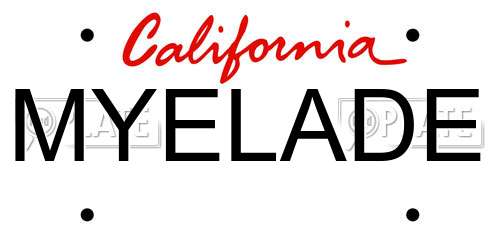 MYELADE California License Plate