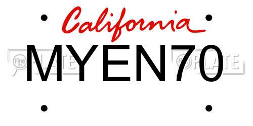 MYEN70 California License Plate