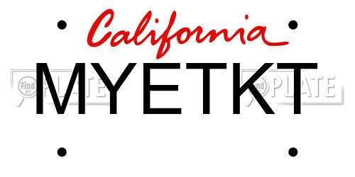 MYETKT California License Plate