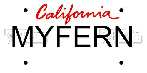 MYFERN California License Plate