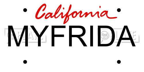 MYFRIDA California License Plate