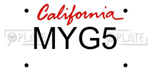 MYG5 California License Plate