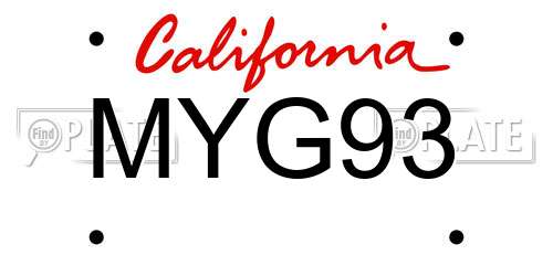 MYG93 California License Plate