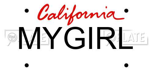 MYGIRL California License Plate