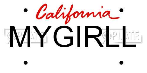 MYGIRLL California License Plate