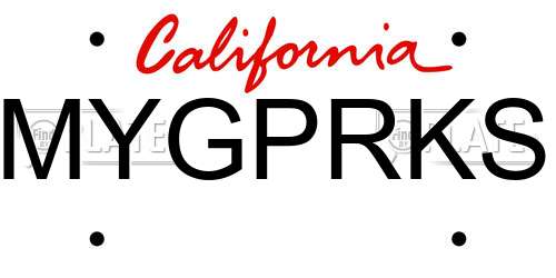 MYGPRKS California License Plate