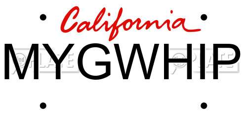 MYGWHIP California License Plate