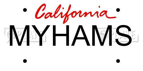 MYHAMS California License Plate