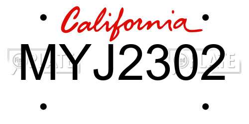 MYJ2302 California License Plate