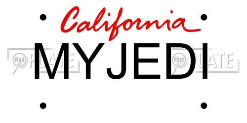 MYJEDI California License Plate