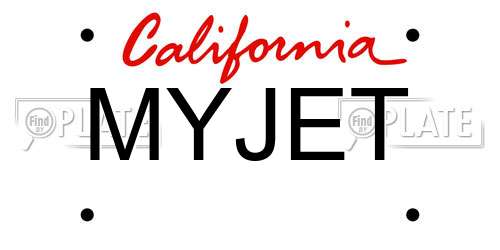 MYJET California License Plate