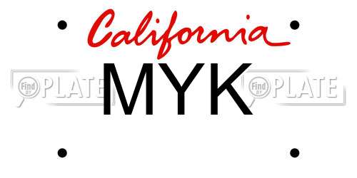 MYK California License Plate