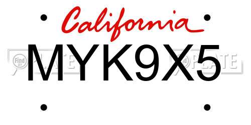 MYK9X5 California License Plate