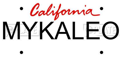 MYKALEO California License Plate