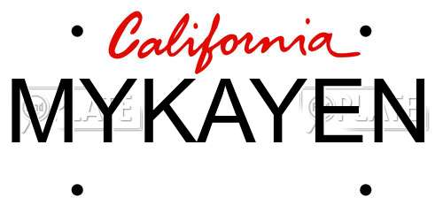 MYKAYEN California License Plate