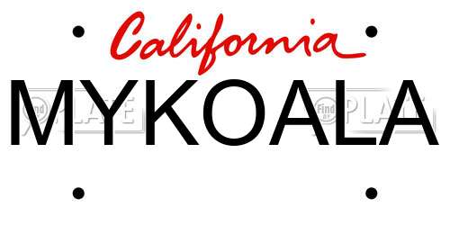 MYKOALA California License Plate