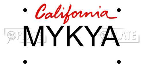 MYKYA California License Plate