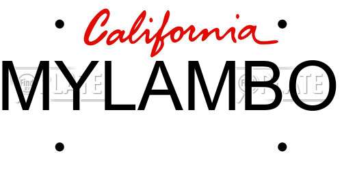 MYLAMBO California License Plate