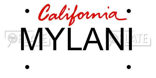 MYLANI California License Plate