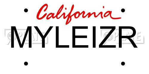 MYLEIZR California License Plate