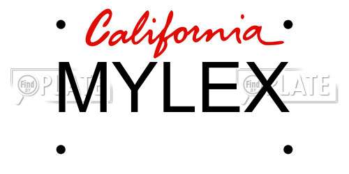MYLEX California License Plate