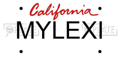 MYLEXI California License Plate