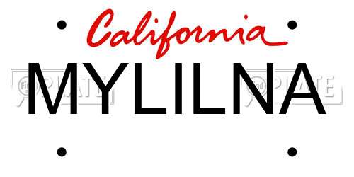 MYLILNA California License Plate