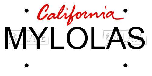 MYLOLAS California License Plate