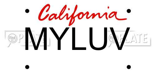 MYLUV California License Plate