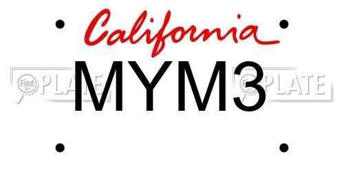MYM3 California License Plate