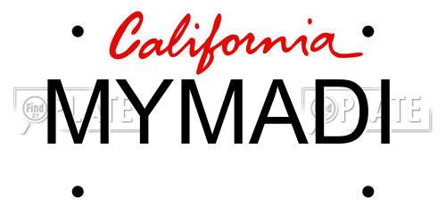 MYMADI California License Plate